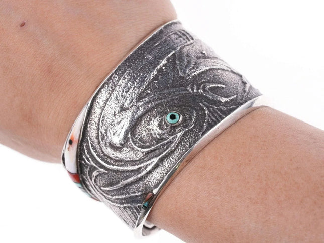 Preston Monongye Cuff Bracelet (Hopi) (1927-1987) Tufa Cast Silver - Estate Fresh Austin