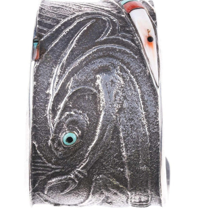 Preston Monongye Cuff Bracelet (Hopi) (1927-1987) Tufa Cast Silver - Estate Fresh Austin