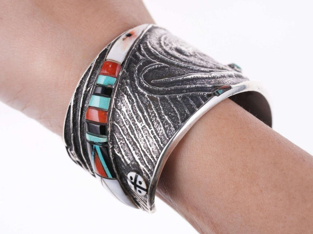 Preston Monongye Cuff Bracelet (Hopi) (1927 - 1987) Tufa Cast Silver - Estate Fresh Austin