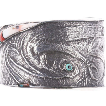 Preston Monongye Cuff Bracelet (Hopi) (1927-1987) Tufa Cast Silver - Estate Fresh Austin