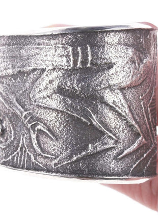 Preston Monongye Cuff Bracelet (Hopi) (1927 - 1987) Tufa Cast Silver - Estate Fresh Austin