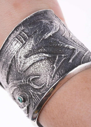 Preston Monongye Cuff Bracelet (Hopi) (1927 - 1987) Tufa Cast Silver - Estate Fresh Austin