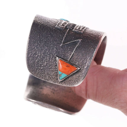 Preston Monongye (Hopi) (1927-1987) Tufa Cast Silver Cuff bracelet - Estate Fresh Austin