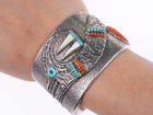 Preston Monongye (Hopi) (1927-1987) Tufa Cast Silver Cuff bracelet - Estate Fresh Austin