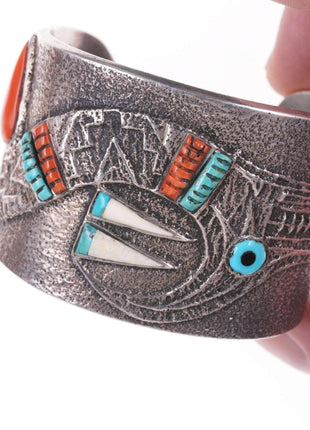 Preston Monongye (Hopi) (1927 - 1987) Tufa Cast Silver Cuff bracelet - Estate Fresh Austin