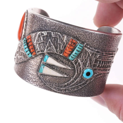 Preston Monongye (Hopi) (1927-1987) Tufa Cast Silver Cuff bracelet - Estate Fresh Austin