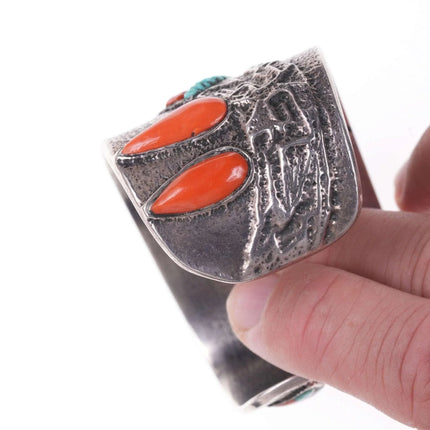 Preston Monongye (Hopi) (1927-1987) Tufa Cast Silver Cuff bracelet - Estate Fresh Austin