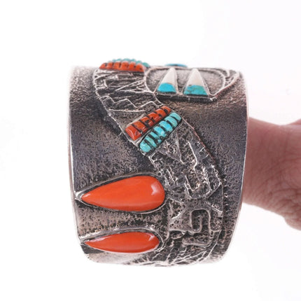 Preston Monongye (Hopi) (1927-1987) Tufa Cast Silver Cuff bracelet - Estate Fresh Austin