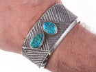 Preston Monongye, Hopi 1927-1987 Tufa Cast Silver Spiderweb turquoise bracelet - Estate Fresh Austin