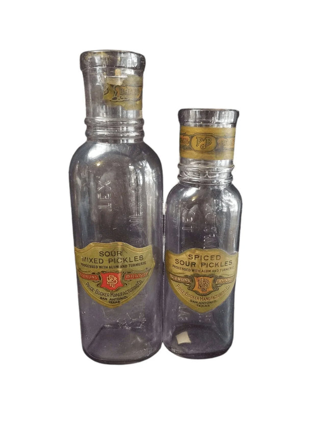 Price Booker San Antonio Texas Sun Colored Amethyst Pickle Bottles Embossed With - Estate Fresh Austin