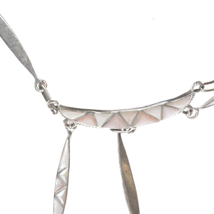 P&W Natewa Zuni sterling mother of pearl inlay bib necklace - Estate Fresh Austin