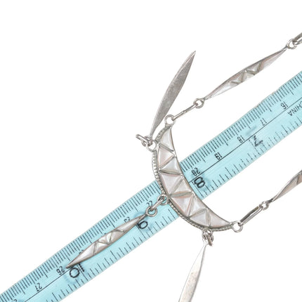 P&W Natewa Zuni sterling mother of pearl inlay bib necklace - Estate Fresh Austin