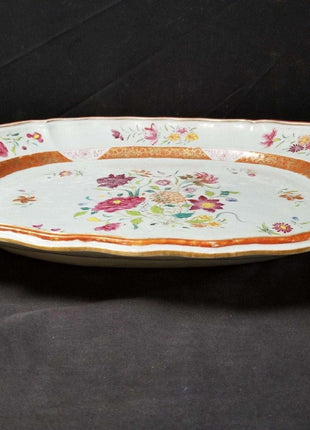 Qianlong Period Chinese Export Famille Rose Platter 17" x 13.5" 18th century - Estate Fresh Austin