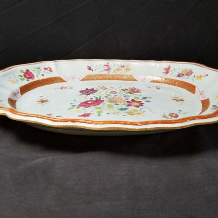 Qianlong Period Chinese Export Famille Rose Platter 17" x 13.5" 18th century - Estate Fresh Austin
