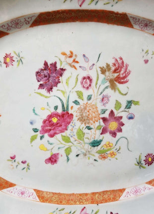 Qianlong Period Chinese Export Famille Rose Platter 17" x 13.5" 18th century - Estate Fresh Austin