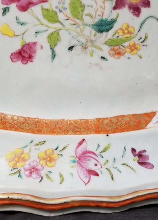 Qianlong Period Chinese Export Famille Rose Platter 17" x 13.5" 18th century - Estate Fresh Austin