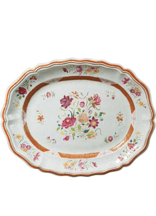 Qianlong Period Chinese Export Famille Rose Platter 17" x 13.5" 18th century - Estate Fresh Austin