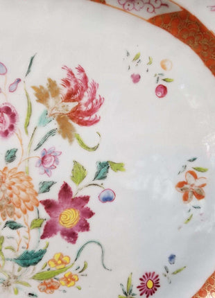 Qianlong Period Chinese Export Famille Rose Platter 17" x 13.5" 18th century - Estate Fresh Austin