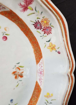 Qianlong Period Chinese Export Famille Rose Platter 17" x 13.5" 18th century - Estate Fresh Austin