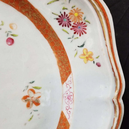Qianlong Period Chinese Export Famille Rose Platter 17" x 13.5" 18th century - Estate Fresh Austin