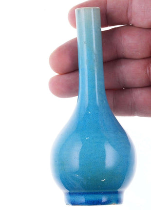 Qing Chinese Monochrome Turquoise Glazed bottle form vase - Estate Fresh Austin