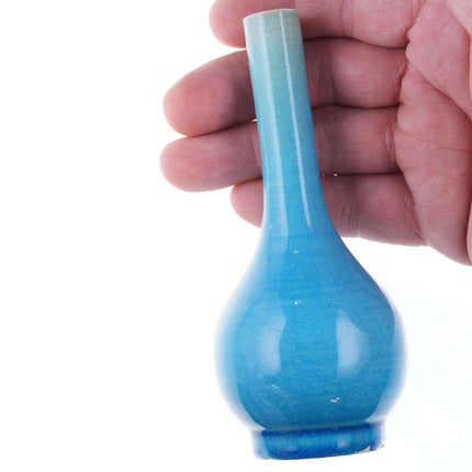 Qing Chinese Monochrome Turquoise Glazed bottle form vase - Estate Fresh Austin