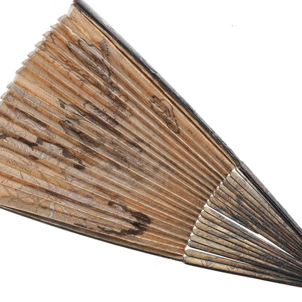 Qing Chinese Watercolor mother of pearl inlaid enamel fan - Estate Fresh Austin