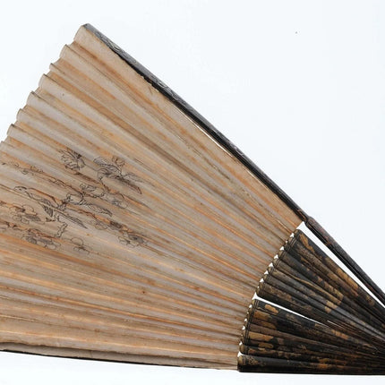 Qing Chinese Watercolor mother of pearl inlaid enamel fan - Estate Fresh Austin