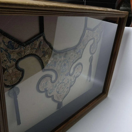 Qing Dynasty Jade mounted Embroidered Silk Antique Chinese Collar - Estate Fresh Austin