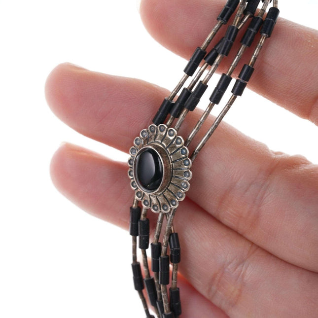 Qt Southwestern sterling onyx bracelet - Estate Fresh Austin