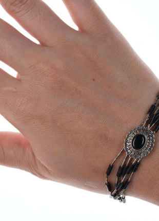 Qt Southwestern sterling onyx bracelet - Estate Fresh Austin