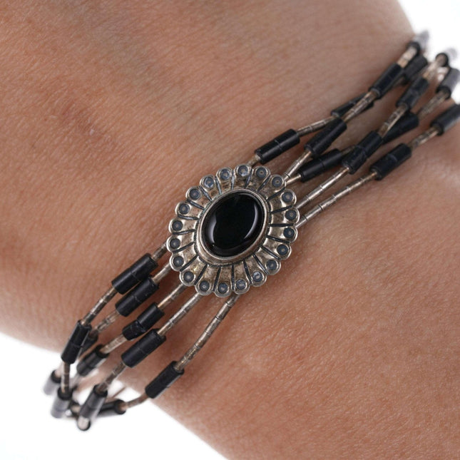 Qt Southwestern sterling onyx bracelet - Estate Fresh Austin