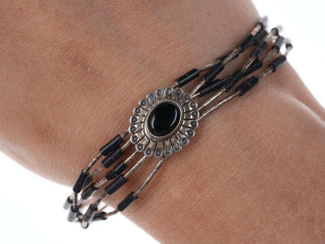 Qt Southwestern sterling onyx bracelet - Estate Fresh Austin