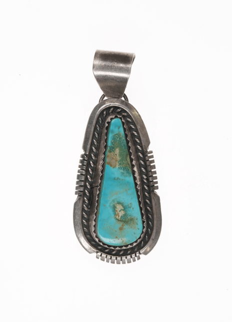 R Navajo Sterling pendant with pretty turquoise - Estate Fresh Austin