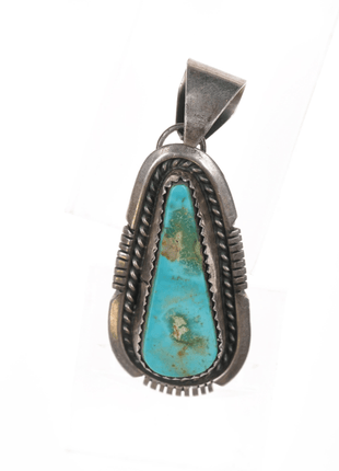 R Navajo Sterling pendant with pretty turquoise - Estate Fresh Austin