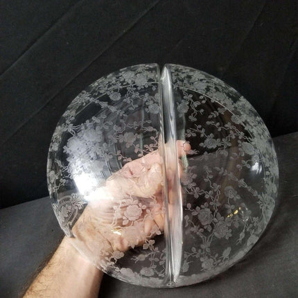 Rare Cambridge Rose Point Blown Divided Bowl 9 5/8" wide x 2.75" deep c.1940 Thi - Estate Fresh Austin