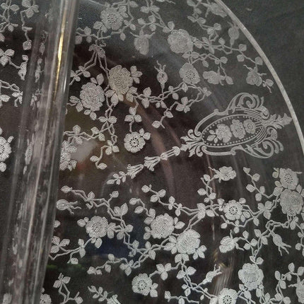 Rare Cambridge Rose Point Blown Divided Bowl 9 5/8" wide x 2.75" deep c.1940 Thi - Estate Fresh Austin