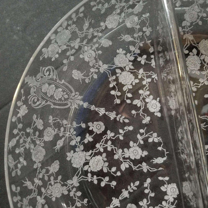 Rare Cambridge Rose Point Blown Divided Bowl 9 5/8" wide x 2.75" deep c.1940 Thi - Estate Fresh Austin