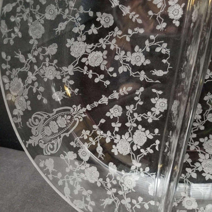 Rare Cambridge Rose Point Blown Divided Bowl 9 5/8" wide x 2.75" deep c.1940 Thi - Estate Fresh Austin