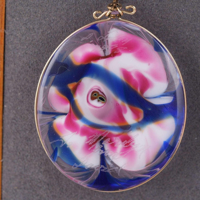 Rare David Lotton Engraved Multi - flora custom gift pendant - Estate Fresh Austin