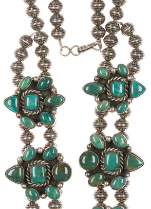 Ray Bennett Navajo Sterling high grade turquoise squash blossom necklace - Estate Fresh Austin