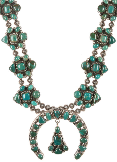 Ray Bennett Navajo Sterling high grade turquoise squash blossom necklace - Estate Fresh Austin