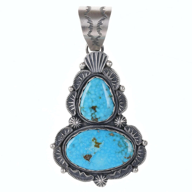 Ray Bennett Navajo Sterling Waterweb Turquoise Mountain turquoise pendant - Estate Fresh Austin