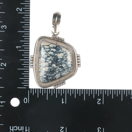 Ray Delgarito Navajo sterling and variscite pendant - Estate Fresh Austin