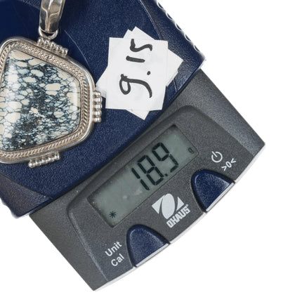 Ray Delgarito Navajo sterling and variscite pendant - Estate Fresh Austin