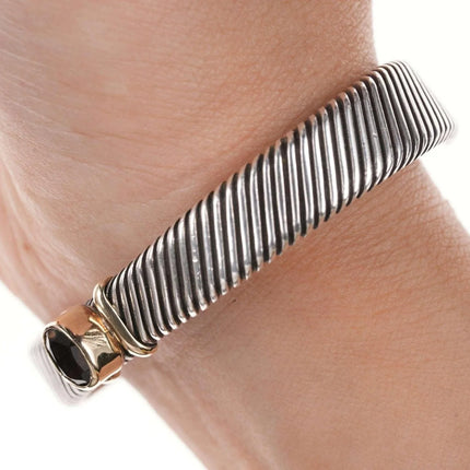 6.5" Raymond Coriz-Kewa 14k/Sterling Smoky Quartz cuff bracelet - Estate Fresh Austin