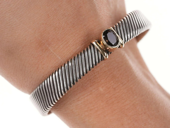 6.5" Raymond Coriz-Kewa 14k/Sterling Smoky Quartz cuff bracelet - Estate Fresh Austin