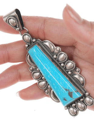 Raymond Delgarito Navajo Silver and turquoise pendant - Estate Fresh Austin