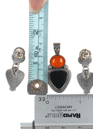 Raymond/Geneva Apachito Onyx Earrings and pendant set - Estate Fresh Austin