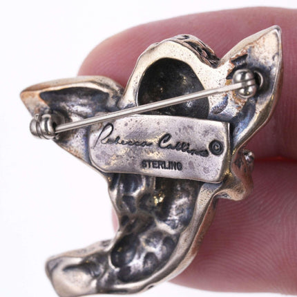 Rebecca Collins Cast Oxidized sterling silver angel pin - Estate Fresh Austin